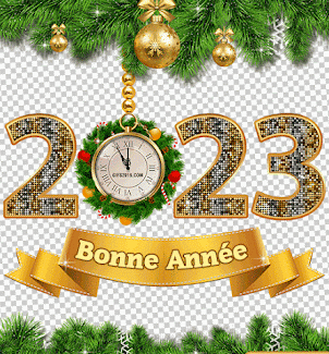 Je vous souhaite une bonne année 2023 - Animation GIF scintillante d'or