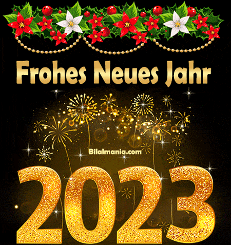 Frohes neues Jahr 2023! Animiertes Gold-GIF.