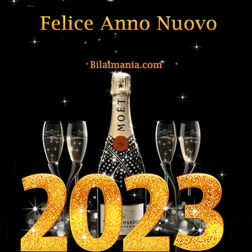 felice anno nuovo 2023 gif champagne