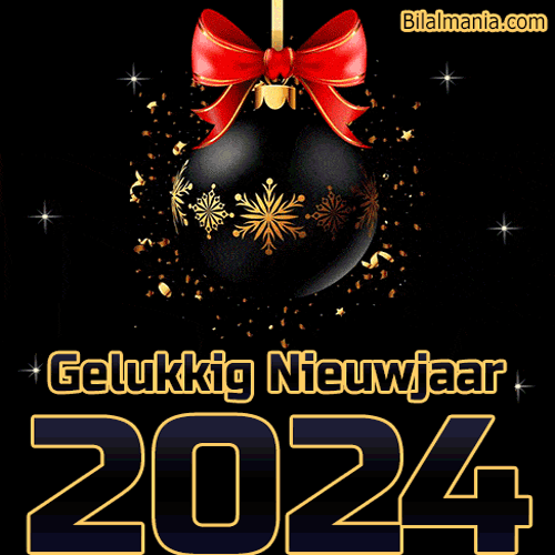Ik wens je een gelukkig nieuwjaar 2024 - Gold Glitter GIF Animation