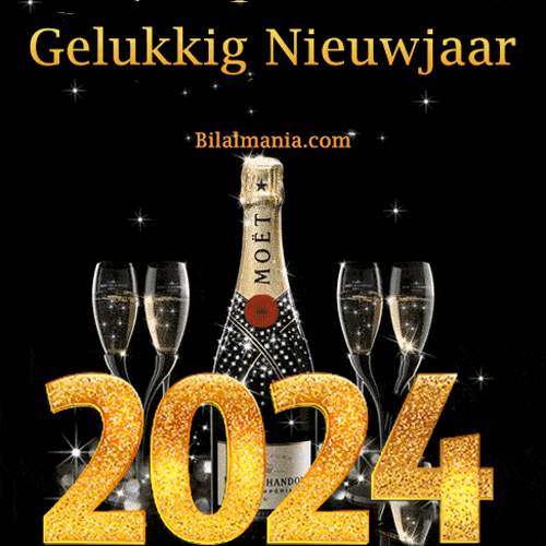 Gelukkig Nieuwjaar 2024 champagne gif