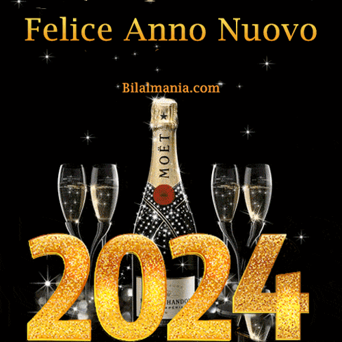 Animata Felice Anno Nuovo 2024 GIF Champagne