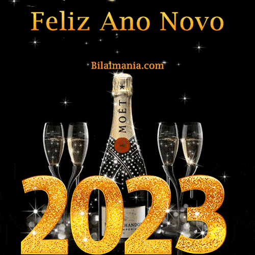 feliz ano novo 2023 gif champagne
