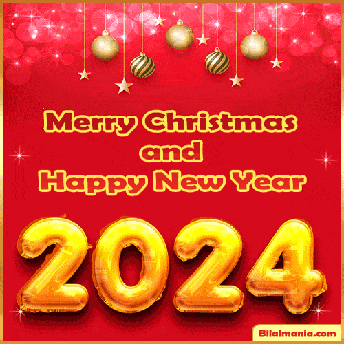 Merry Christmas and Happy New Year 2024 Gif