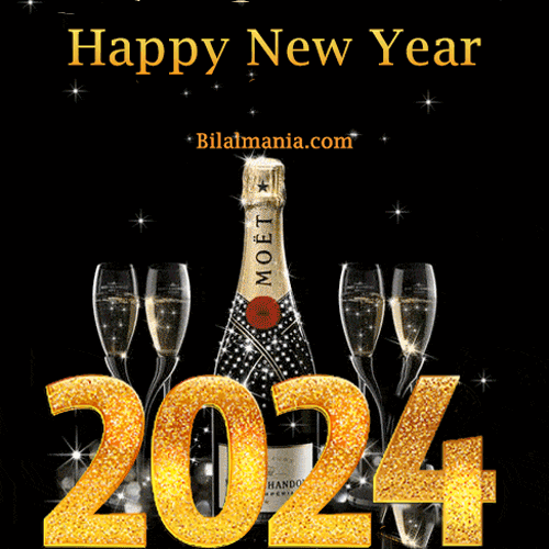 Happy New Year 2024 Champagne Gif